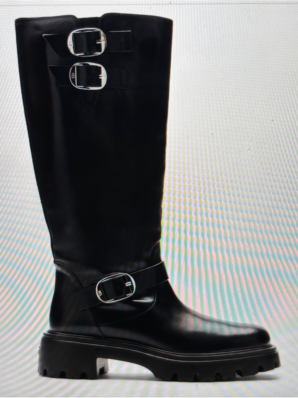 NWT Stuart Weitzman Black Soft Calf Leather Emerson Buckle Moto Boots Size 7.5